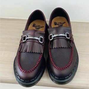 ISO!! Dr. Martens oxblood pebble grain leather kiltie shoes w snaffle bar sz 9 W